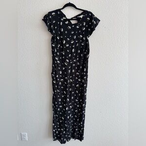 LOFT Black Floral Maxi Dress | Daisy Print | Size 10